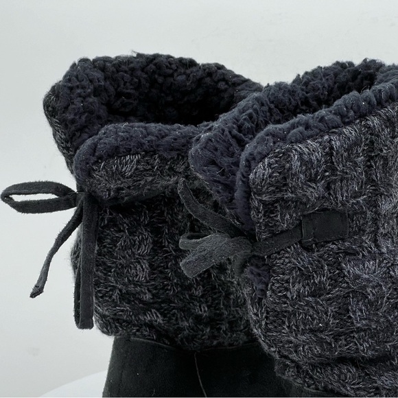 Muk Luks Cozy Boots Black Fleece Snow Winter Outdoor Hiking Boho Hippie Warm - Picture 7 of 15